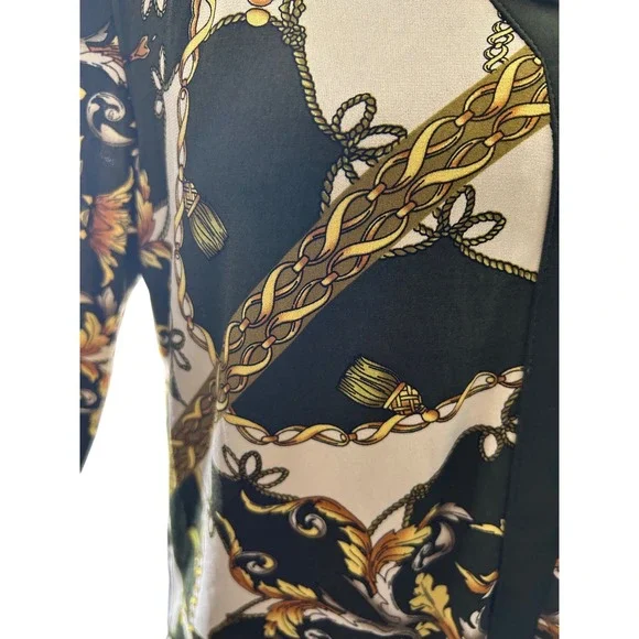 Susan Graver Womens XS Tunic Top V Neck Gold Accent Long Sleeve - Picture 4 of 8